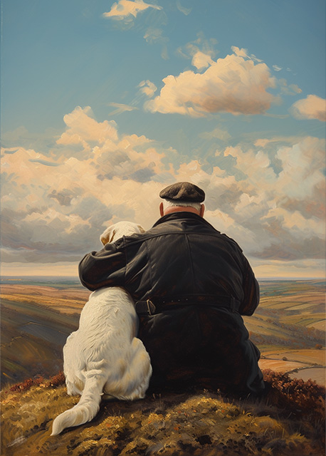 Abstract art featuring two overlapped irregular shapes with white outlines on a textured grey background. The top shape is dark brown, and the bottom shape is a pale beige. The artwork has a minimalist and modern aesthetic.