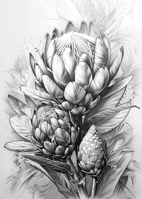 Abstract art featuring two overlapped irregular shapes with white outlines on a textured grey background. The top shape is dark brown, and the bottom shape is a pale beige. The artwork has a minimalist and modern aesthetic.